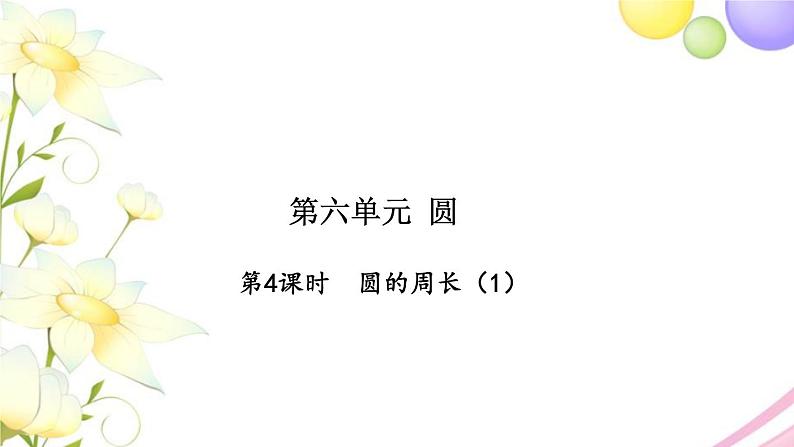 苏教版五年级数学下册第六单元圆第4课时圆的周长1习题课件01
