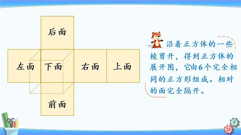 2022年苏教版六年级上册数学第一单元第3课时 长方体和正方体的展开图 课件05