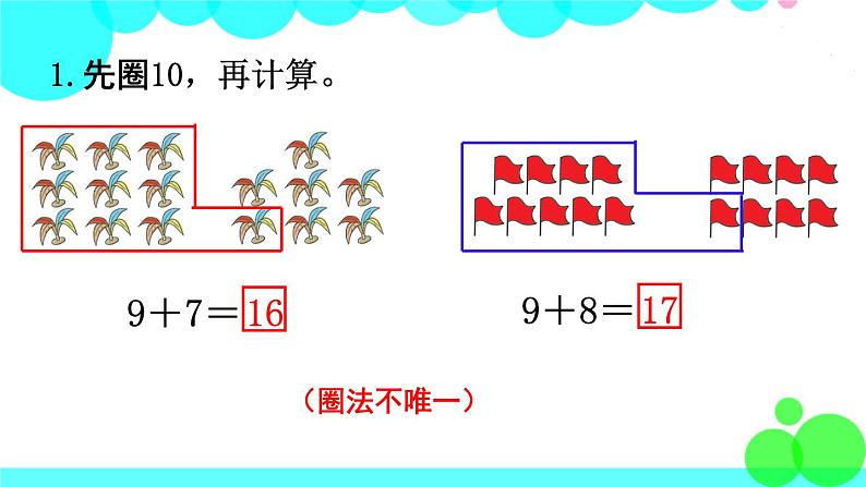 西师大版数学1年级上册 第五单元  20以内的进位加法 练习十三 PPT课件第2页