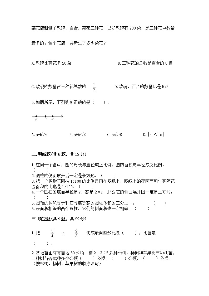 小升初数学期末测试卷【巩固】第2页