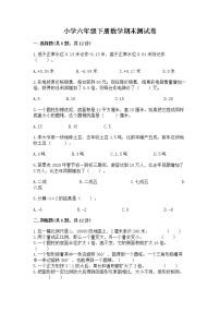 小学六年级下册数学期末测试卷附答案【完整版】