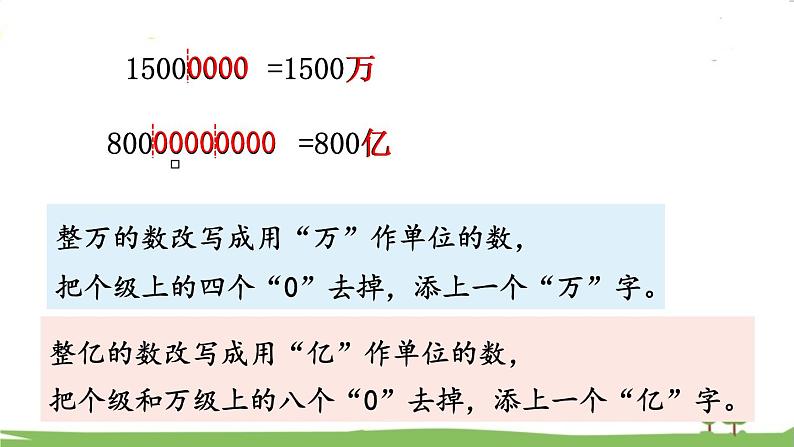 西师大版数学4年级上册 第一单元  万以上数的认识 第5课时 用万或亿作单位表示数（1） PPT课件07