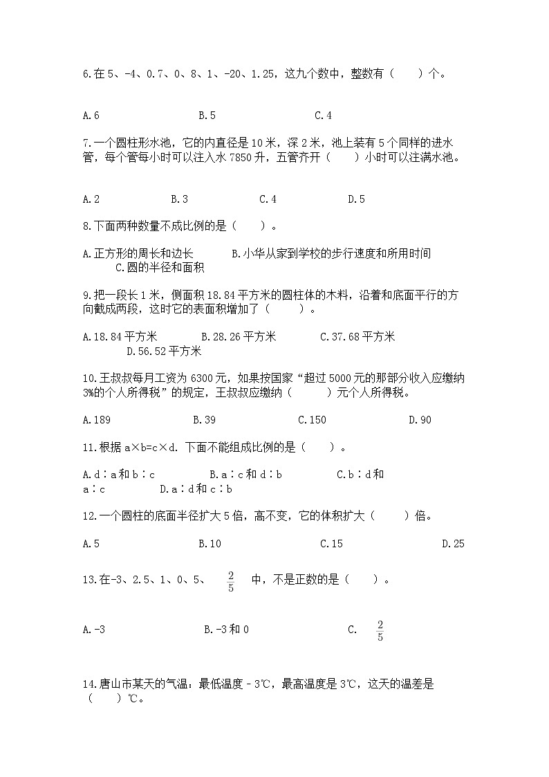 小升初基础知识选择题专项练习50道（含答案）word版第2页