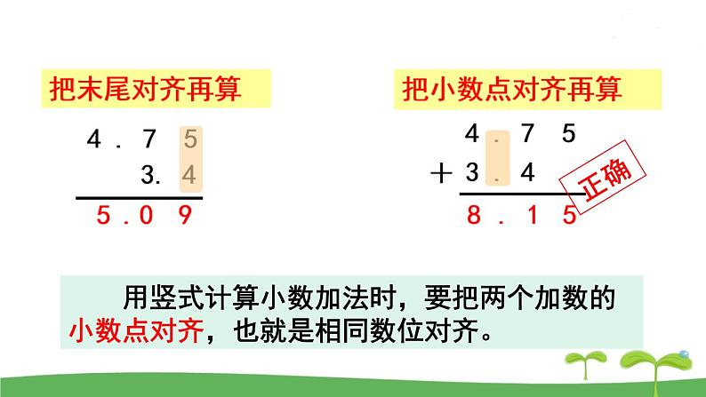 苏教版数学五年级上册 4.1 第1课时  小数加、减法（1） PPT课件+教案07