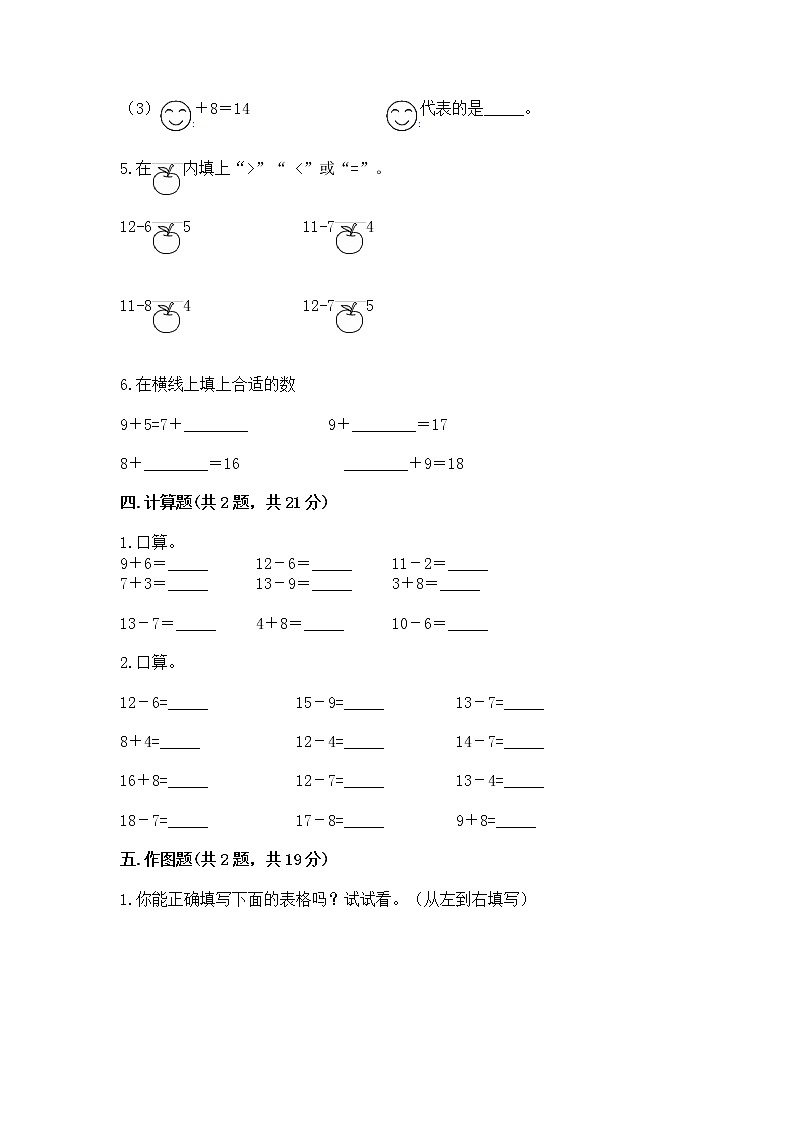 北京版一年级上册数学第九单元 加法和减法（二） 测试卷附完整答案（精品）03
