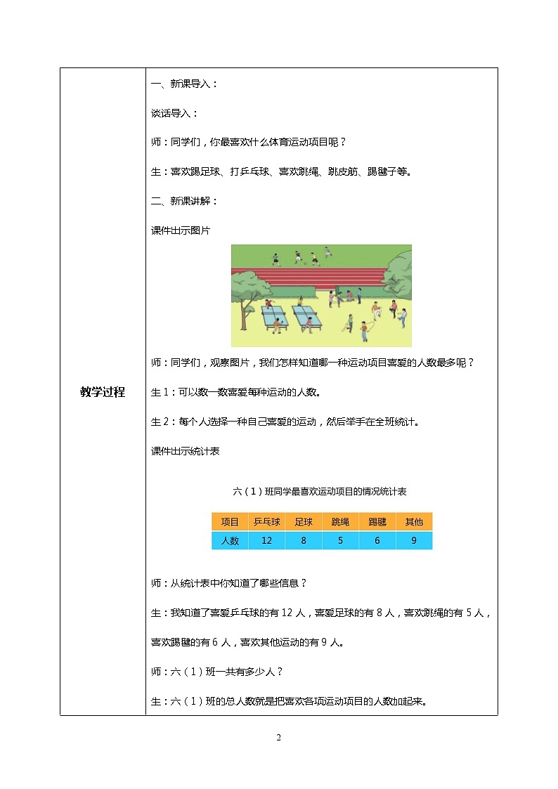 人教版小学数学六年级上册7.1《扇形统计图（一）》教学设计第2页