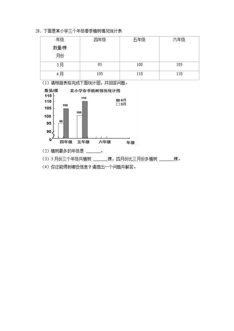 河北省邯郸市武安市2021-2022学年四年级下学期期末数学试卷（含答案）第3页