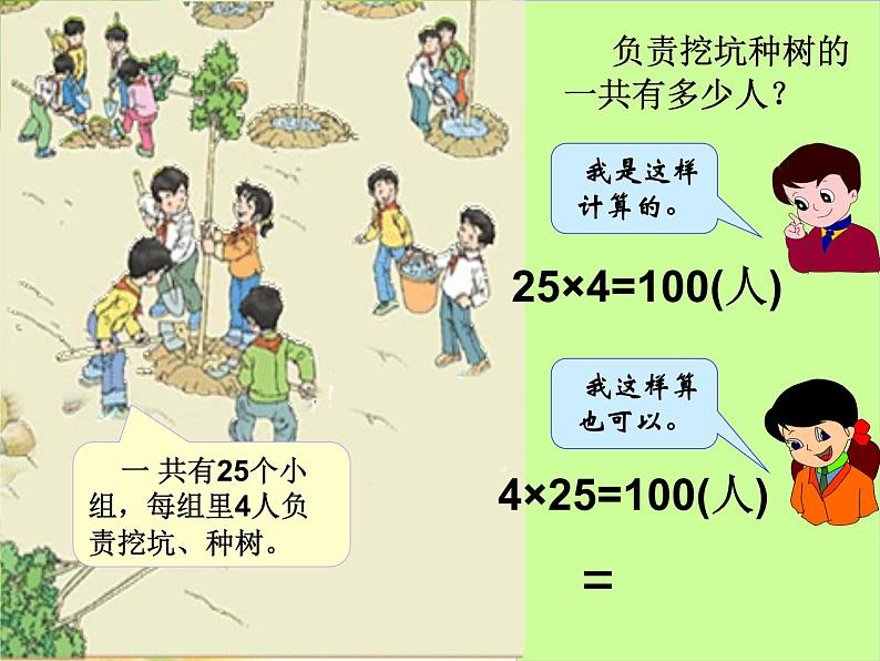 四年级数学下册课件-3.2 乘法交换律和结合律 -人教版(共10张PPT)第3页