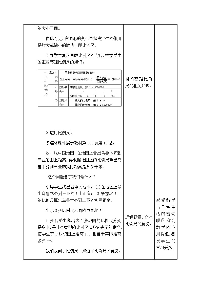 西师版六年级上册数学表格式教案9.5图形变化和确定位置  总复习03