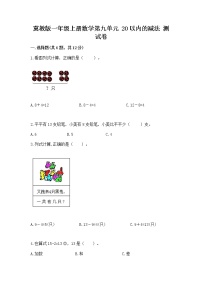 小学数学冀教版一年级上册九 20以内的减法同步测试题