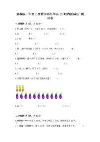 小学数学冀教版一年级上册九 20以内的减法同步测试题