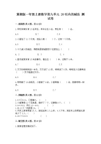 小学数学冀教版一年级上册九 20以内的减法当堂检测题