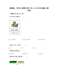 小学数学冀教版一年级上册九 20以内的减法同步训练题