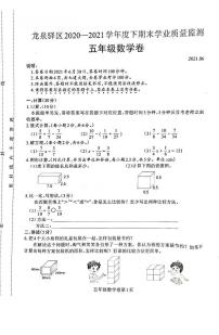 五年级下册数学试卷 四川省成都市龙泉驿区2020-2021学年下学期期末试卷（PDF版，无答案）人教版