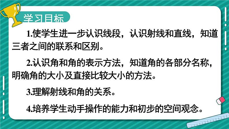 苏教版四上数学 八《垂线与平行线》第1课时 射线、直线和角的认识 PPT课件02