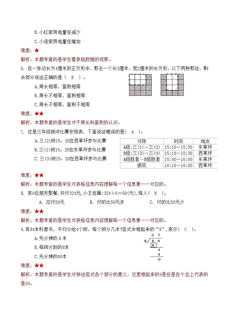 昆明市2022西山区三年级下学期数学期末试卷答案第2页