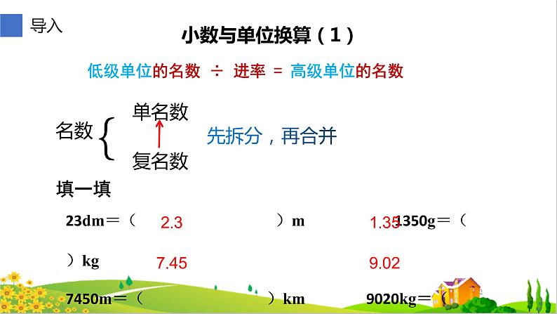 四年级数学下册课件-4.4 小数与单位换算4-人教版(共13张PPT)第2页