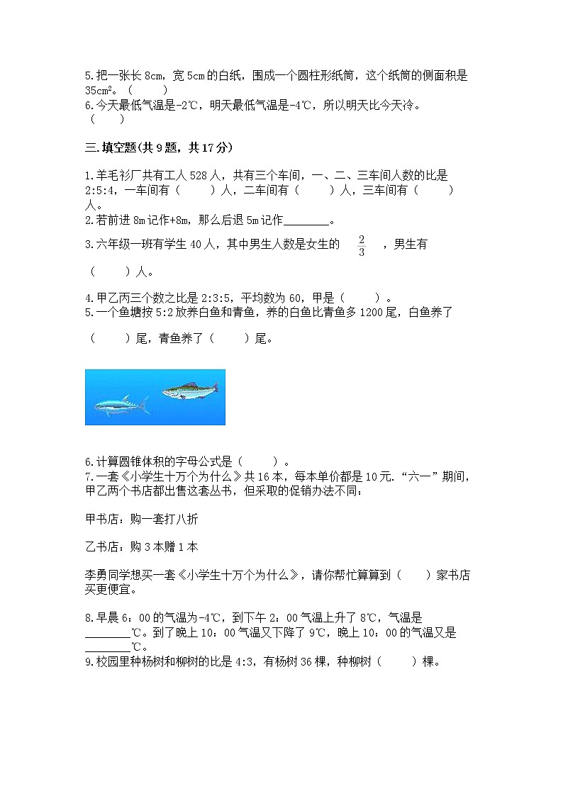 北师大版数学六年级下学期期末综合素养提升卷【轻巧夺冠】第2页