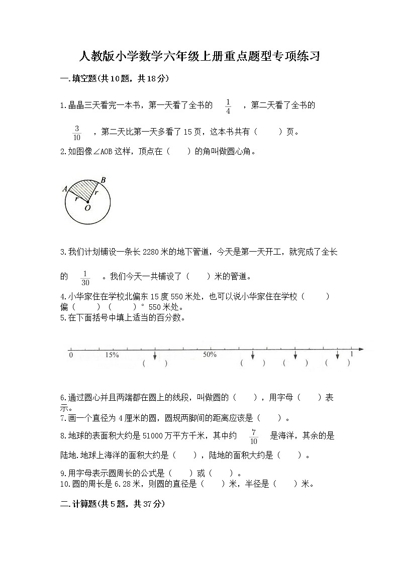 人教版小学数学六年级上册重点题型专项练习01
