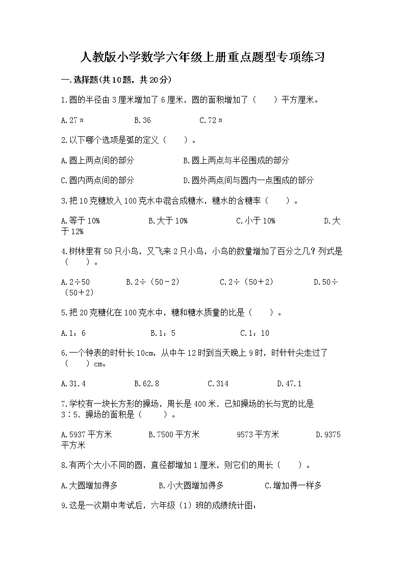 人教版小学数学六年级上册重点题型专项练习第1页