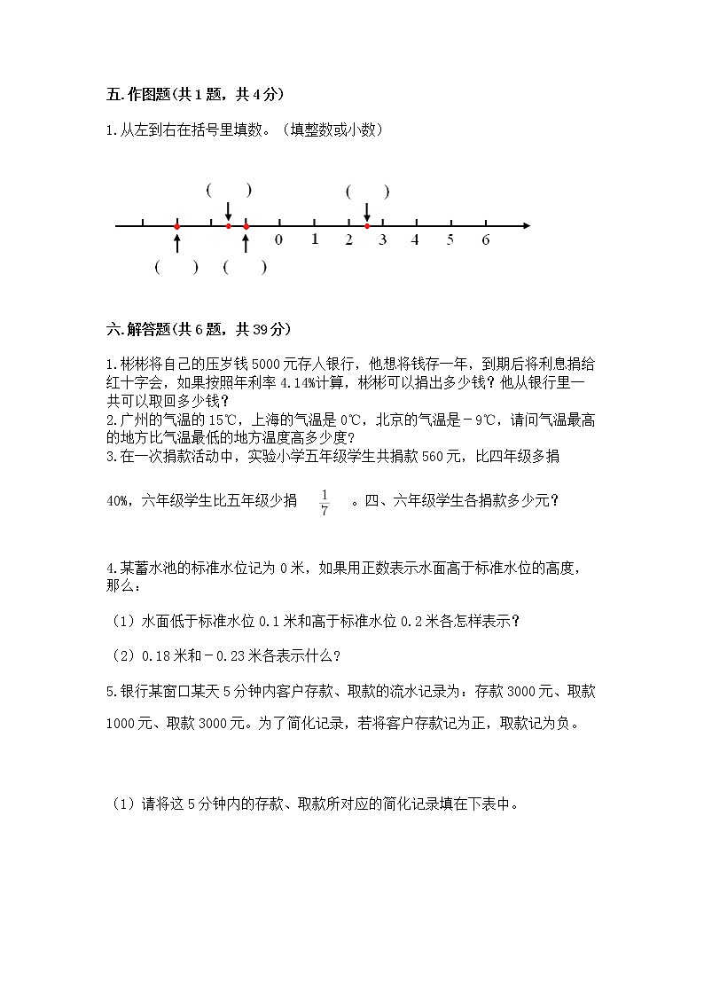 小学六年级下册数学 期末测试卷（全国通用）word版03