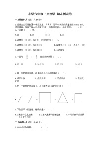 小学六年级下册数学 期末测试卷【word】