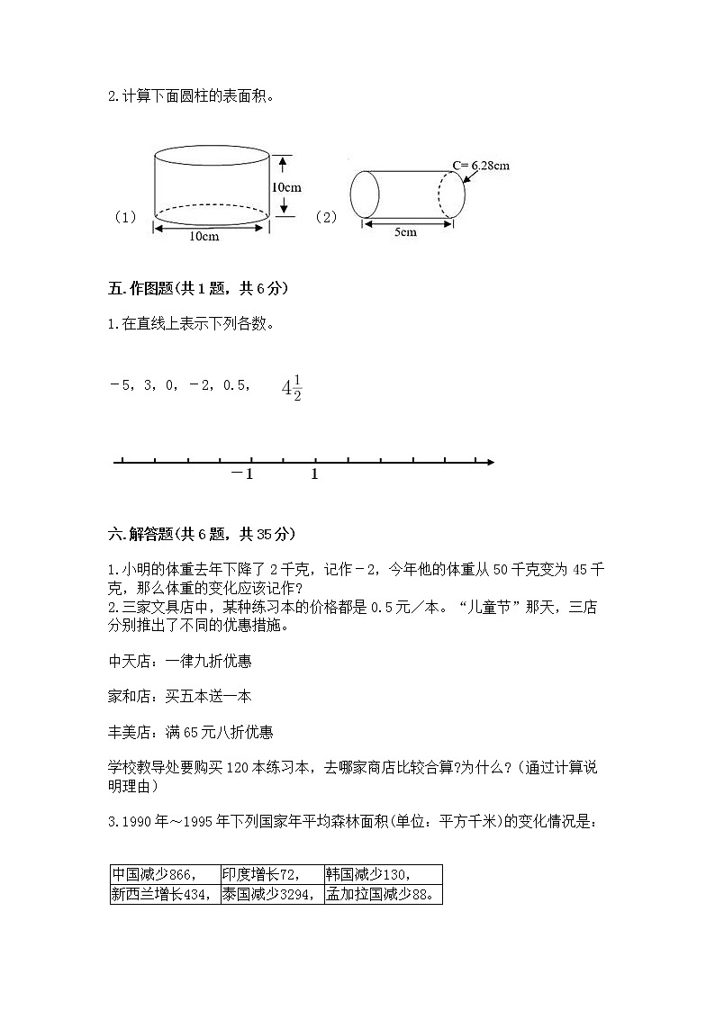 小学六年级下册数学 期末测试卷含完整答案（易错题）03