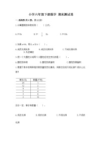 小学六年级下册数学 期末测试卷含答案下载