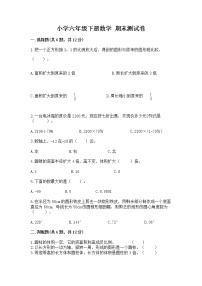 小学六年级下册数学 期末测试卷及答案【有一套】