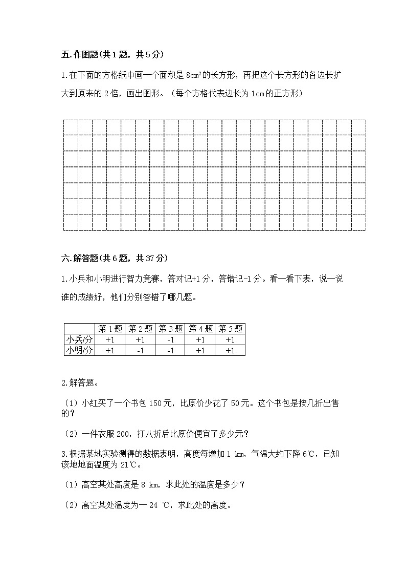 小学六年级下册数学期末测试卷（考点提分）第3页