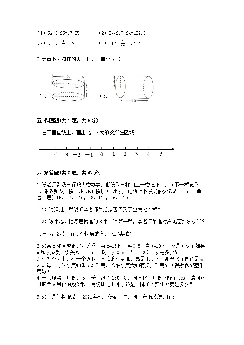 小学六年级下册数学期末测试卷（名师推荐）word版第3页
