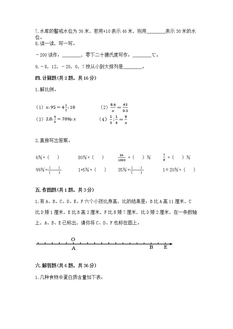 小学六年级下册数学 期末测试卷含答案（夺分金卷）第3页