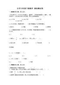 小学六年级下册数学 期末测试卷及答案（精品）