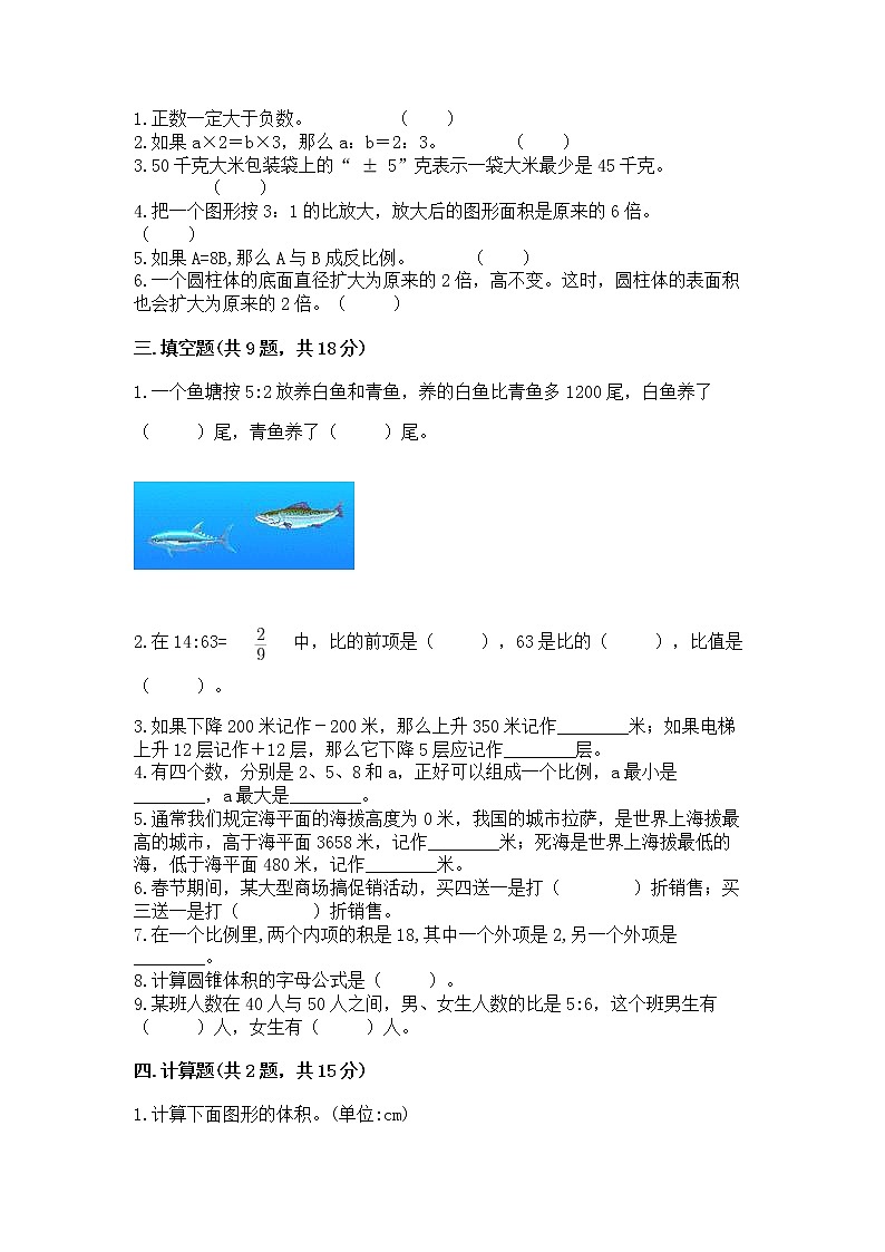 小学六年级下册数学 期末测试卷及完整答案【易错题】02