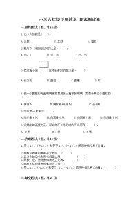 小学六年级下册数学 期末测试卷精华版