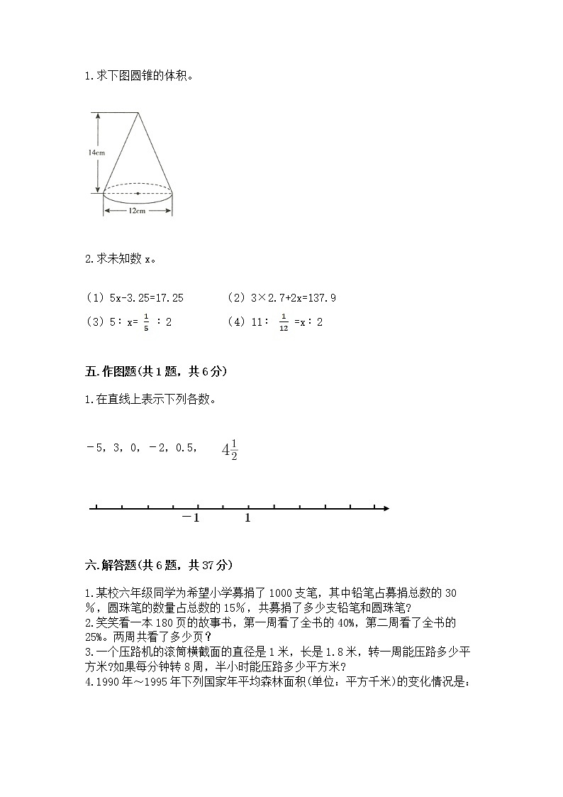 小学六年级下册数学期末测试卷带答案（满分必刷）03