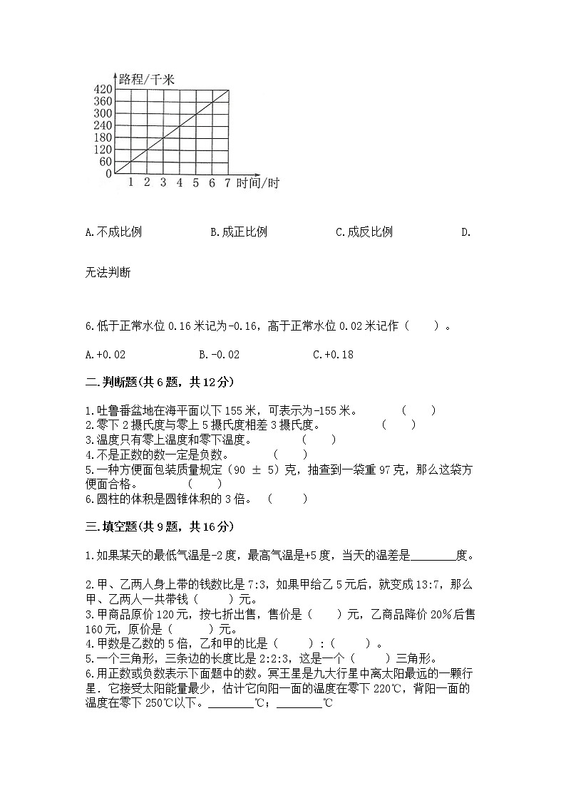 小学六年级下册数学期末测试卷带答案（综合卷）第2页
