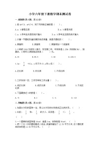 小学六年级下册数学期末测试卷带答案下载