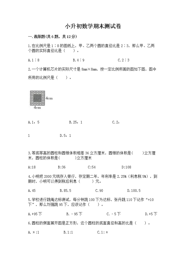 小升初数学期末测试卷【培优a卷】第1页