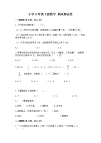 小学六年级下册数学 期末测试卷附参考答案（模拟题）