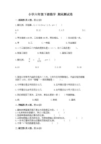 小学六年级下册数学 期末测试卷附参考答案（预热题）