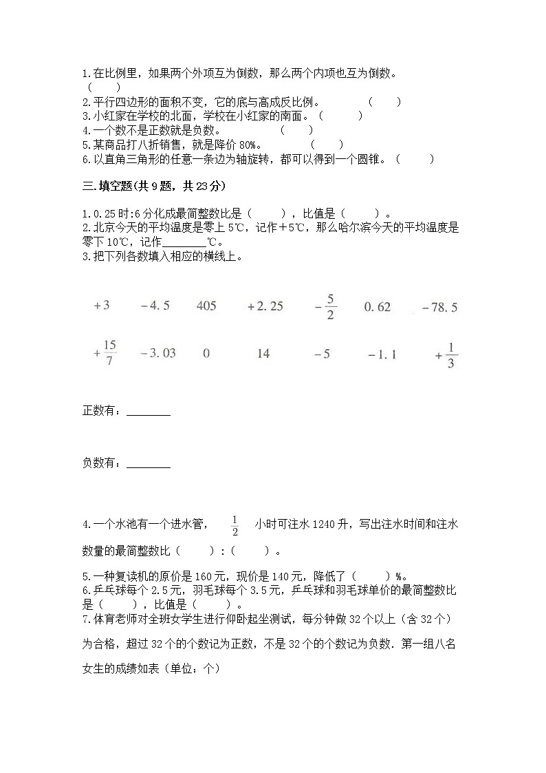 小学六年级下册数学 期末测试卷【考点提分】第2页