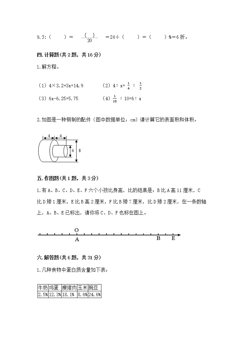 小学六年级下册数学 期末测试卷精品（全优）第3页