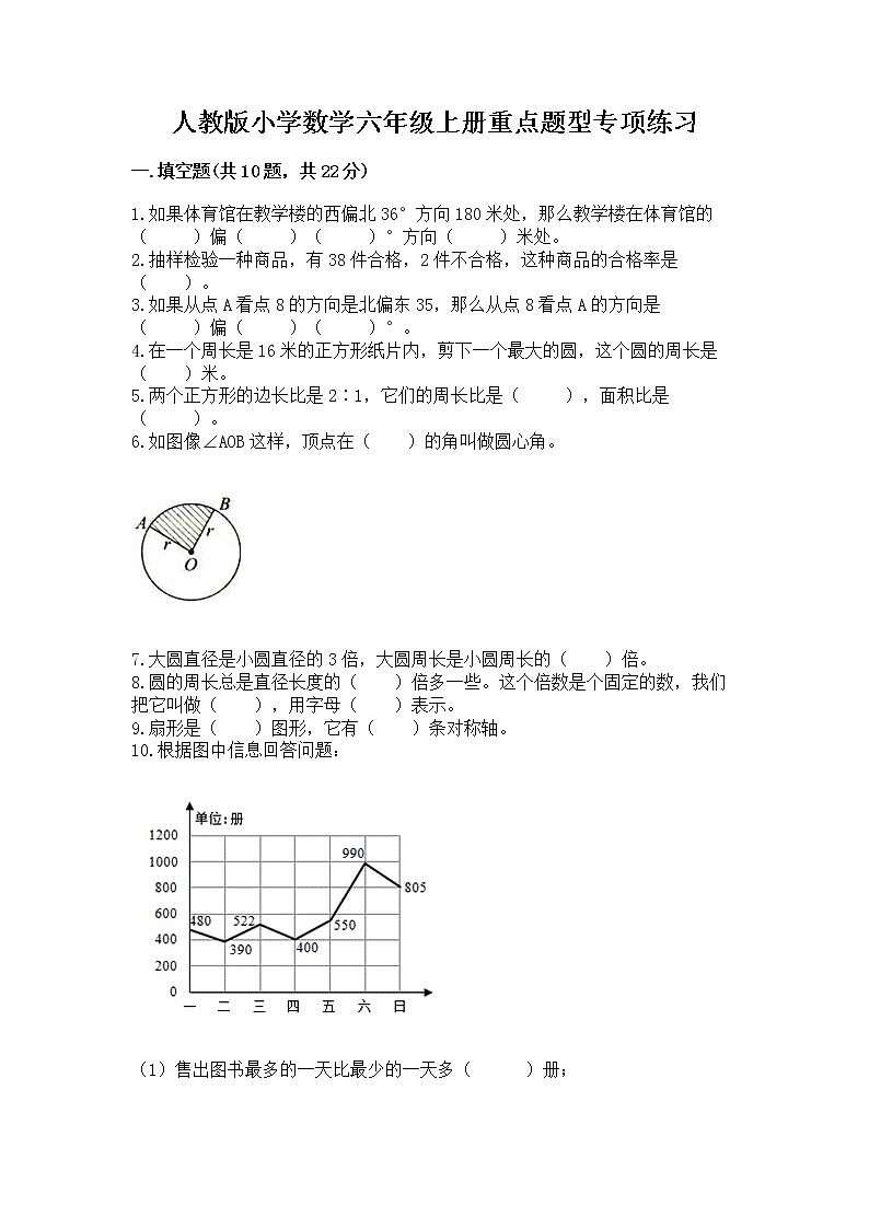 人教版小学数学六年级上册重点题型专项练习01