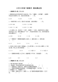 小学六年级下册数学 期末测试卷及答案（夺冠）