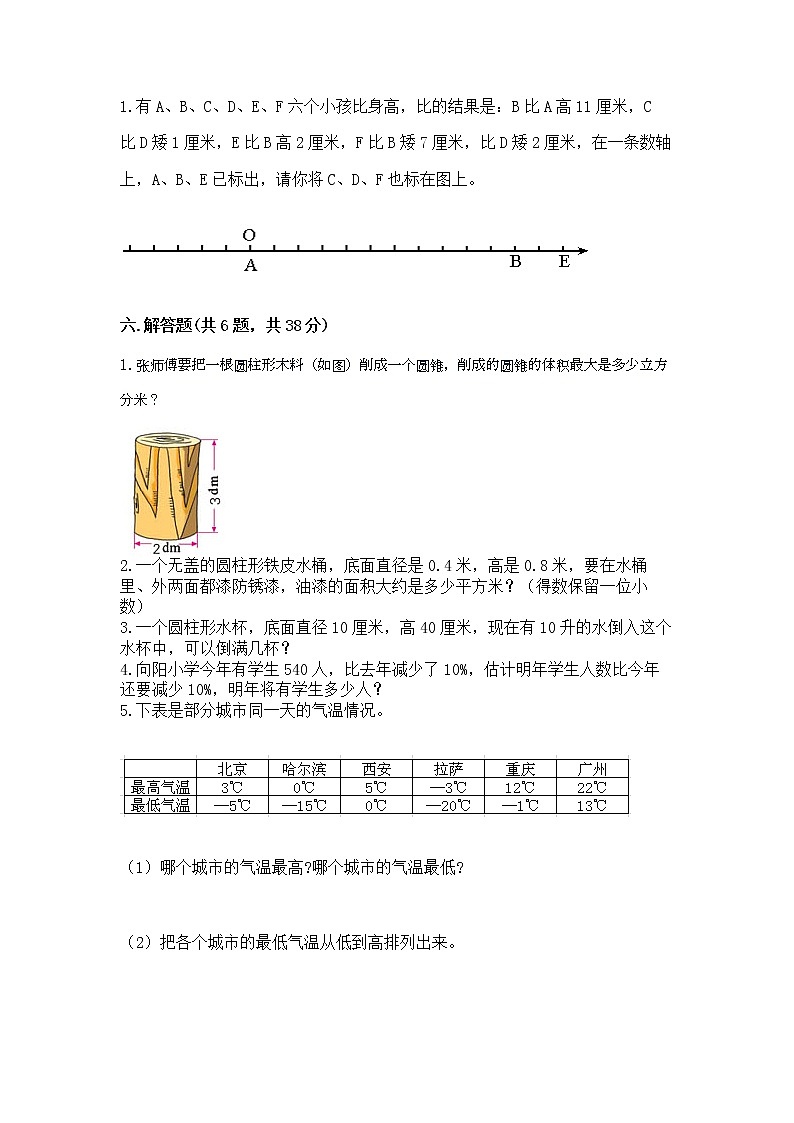 小学六年级下册数学期末测试卷【考点精练】第3页