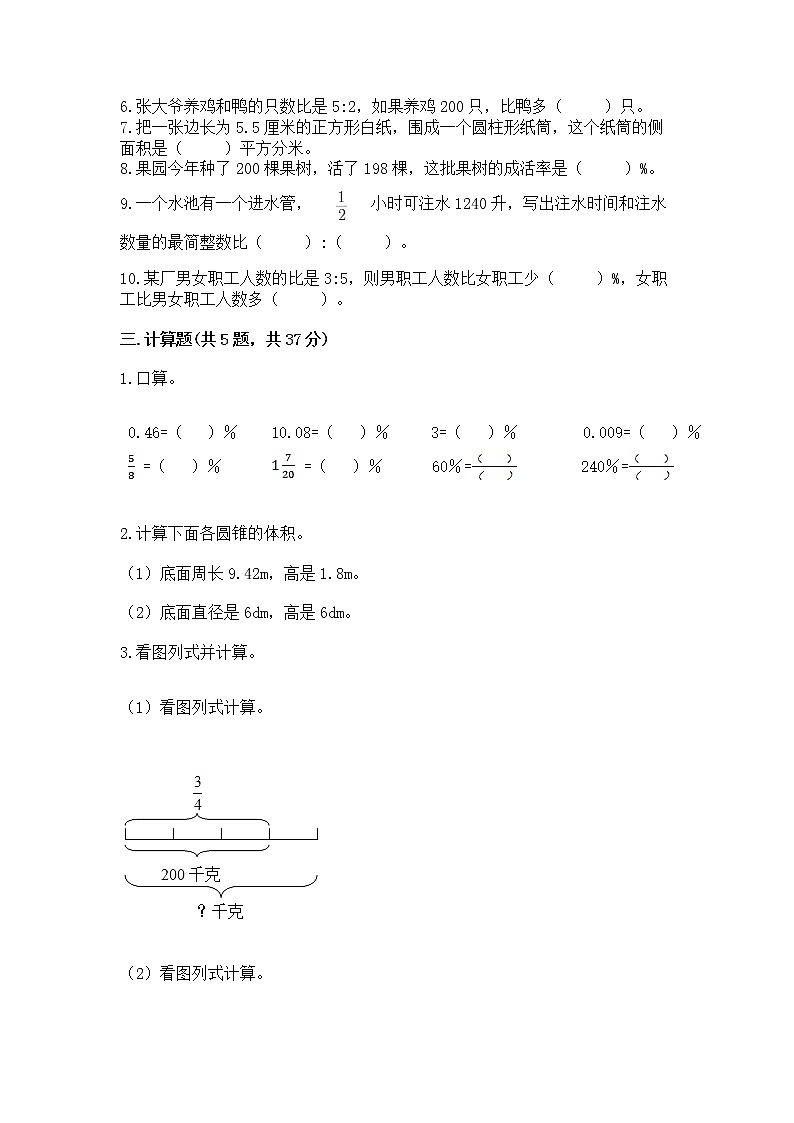 小学数学六年级下册重点题型专项练习第3页