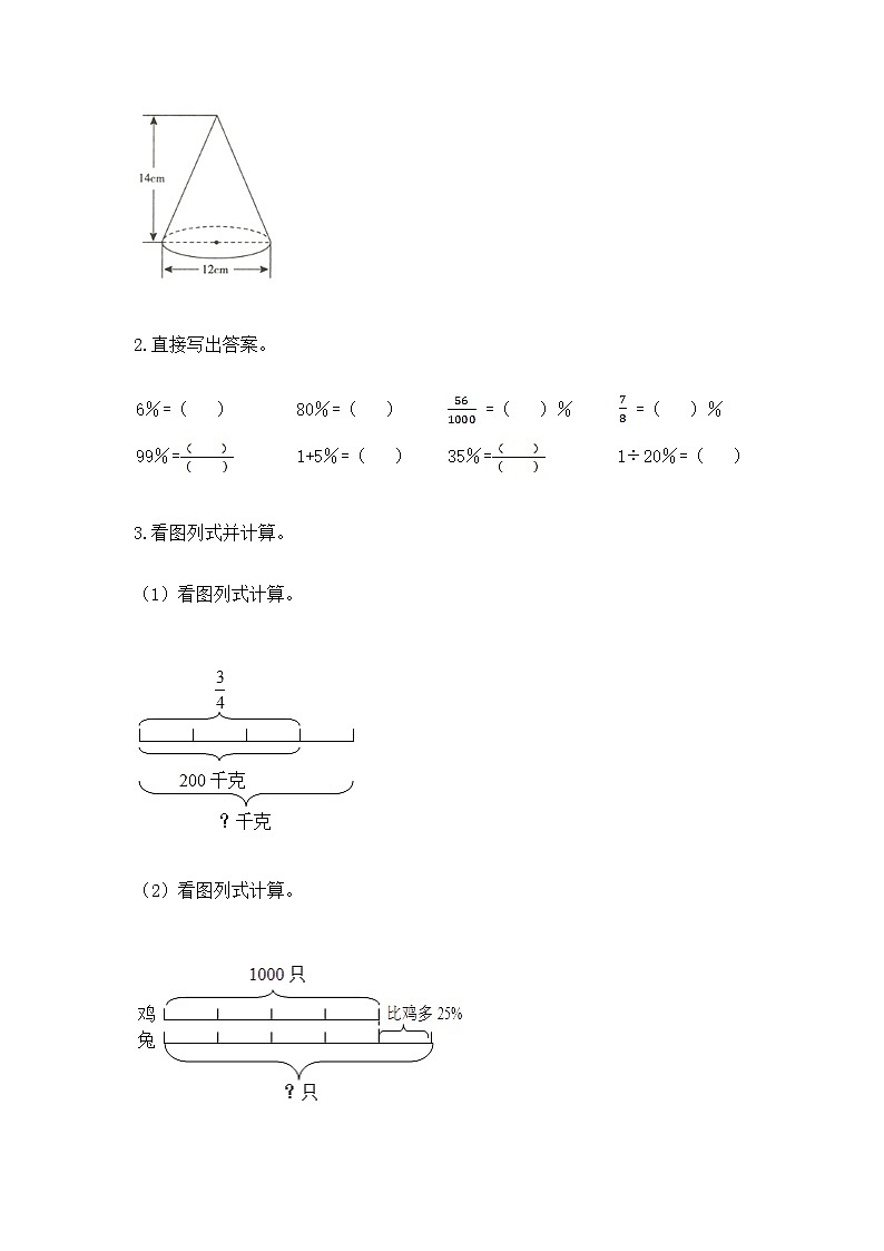 小学数学六年级下册重点题型专项练习附答案03