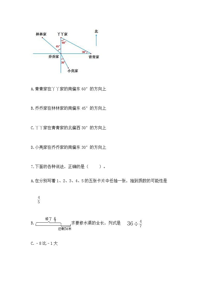 人教版小学数学六年级上册重点题型专项练习附答案02
