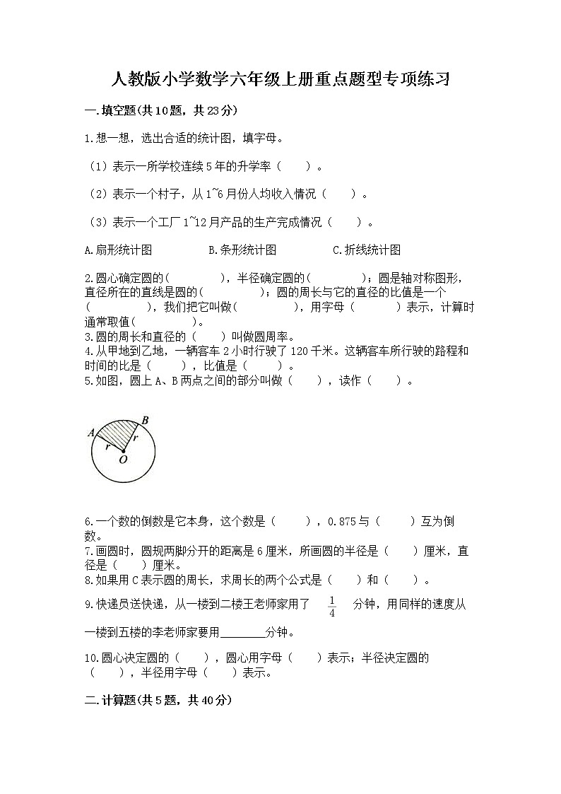 人教版小学数学六年级上册重点题型专项练习精品（综合题）01